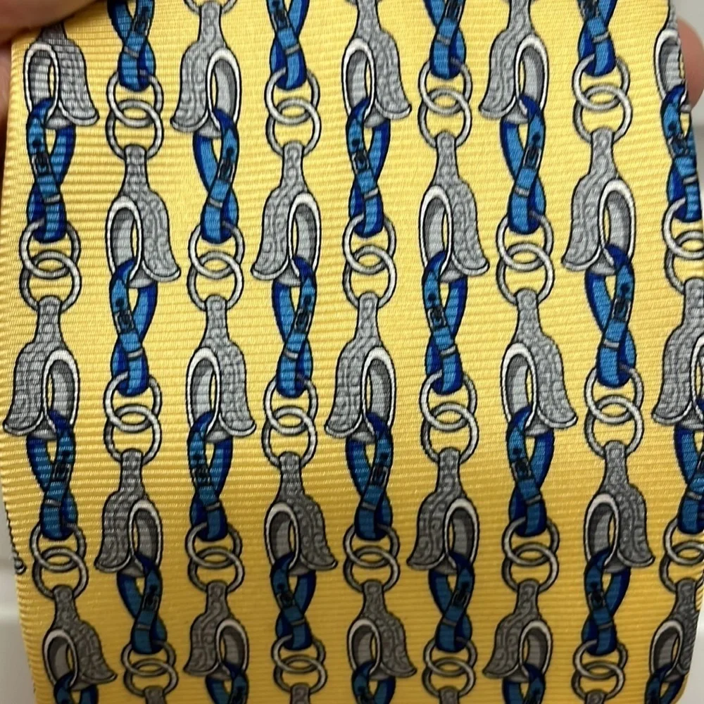 Paolo Gucci Classico Yellow‎ and Blue Equestrian Tie